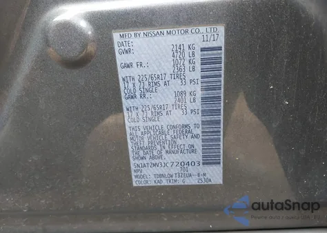 2018 Nissan Rogue Sv из США, поврежденный, VIN 5N1AT2MV3JC720403